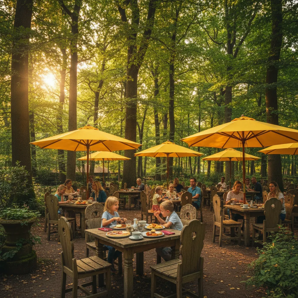 Terras van Petit Restaurant Schollebos in het bos
